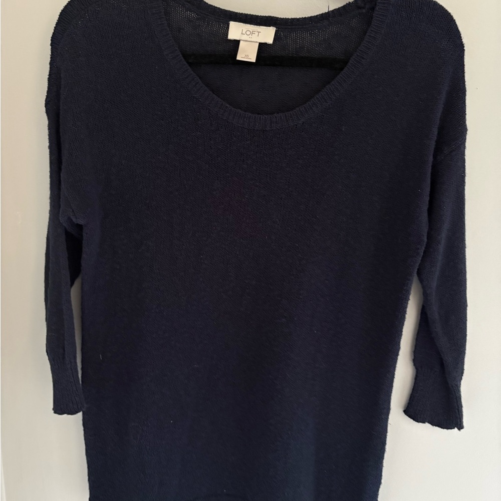 LOFT 3/4 sleeve knit sweater, dark blue